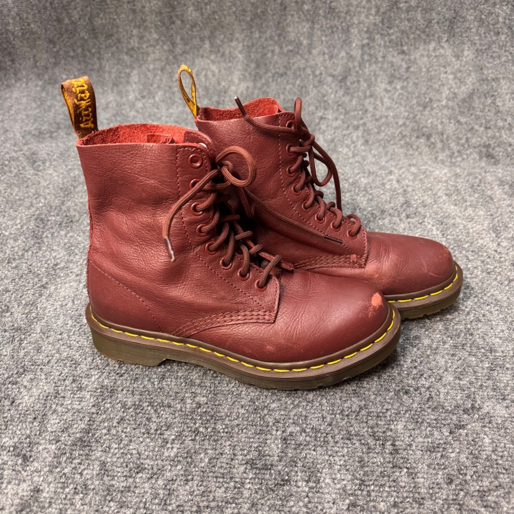 Dr Martens 1460 Pascal Virginia Boots Womens 6 Cherry Red Leather Combat